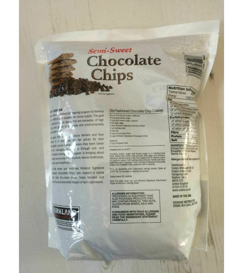 Kirkland Signature Chocolate Chips Semi Sweet 2kg - Premium Quality ...